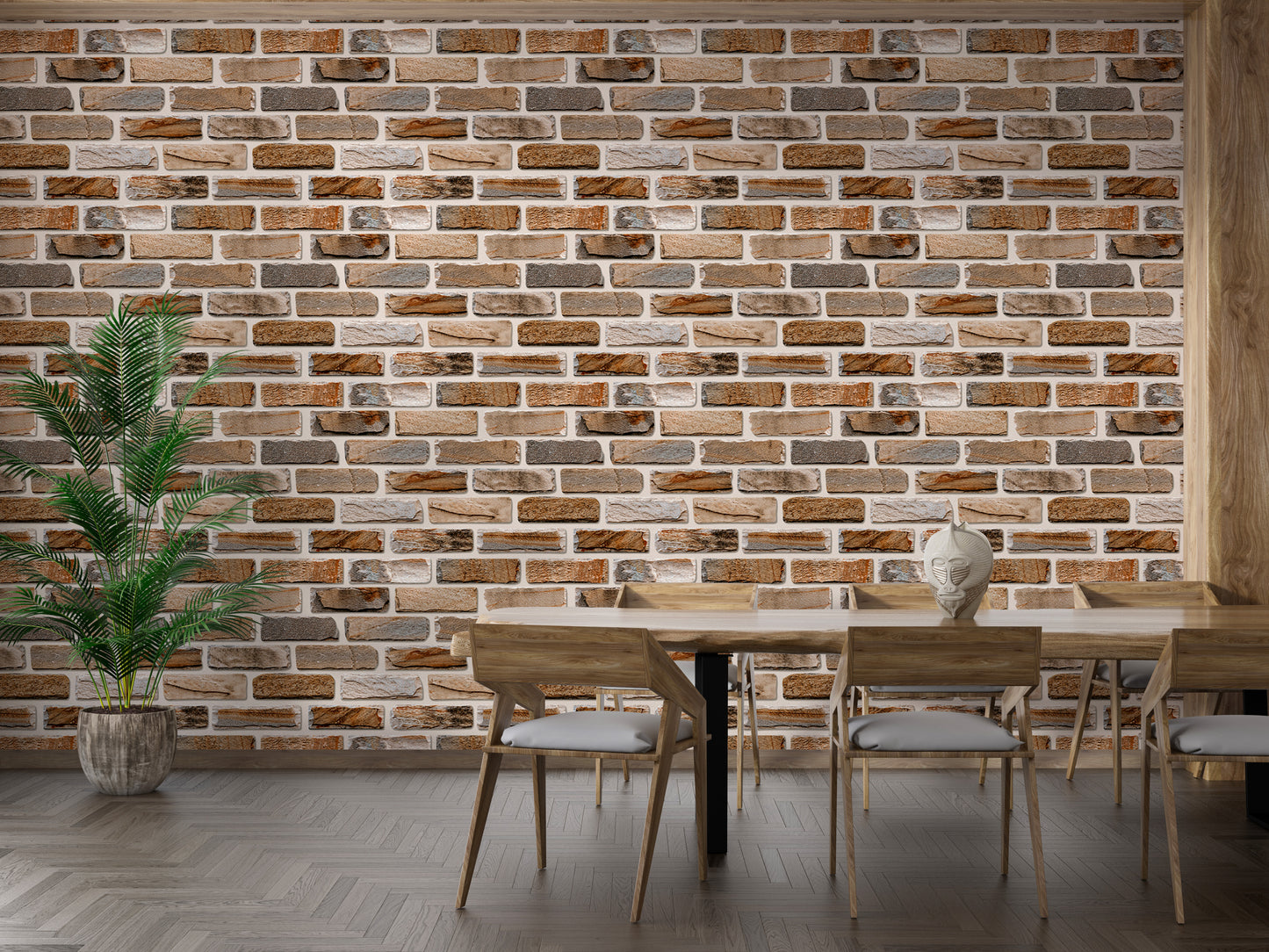 Colorful Digital Seamless Elevation Brick Wall Design Wallpaper