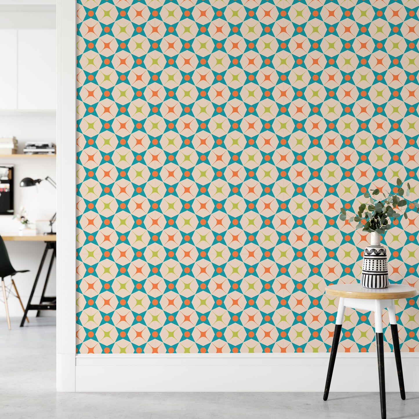 Colorful Star Design Mid Century Retro Vintage Wallpaper