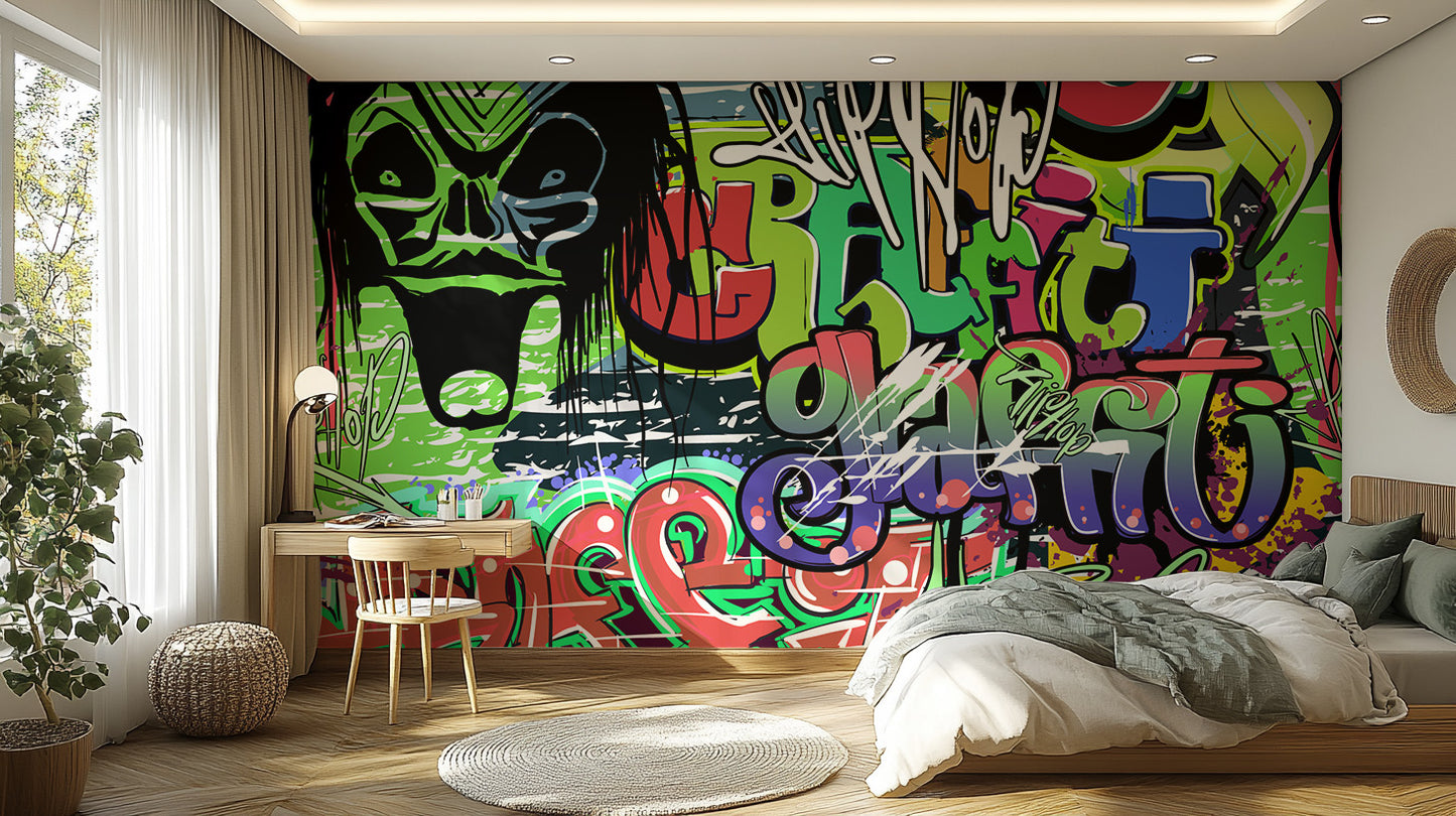 Artistic graffiti mural for bold wall decor