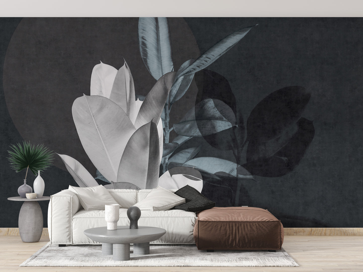 Contemporary leaf art mural for interiors.