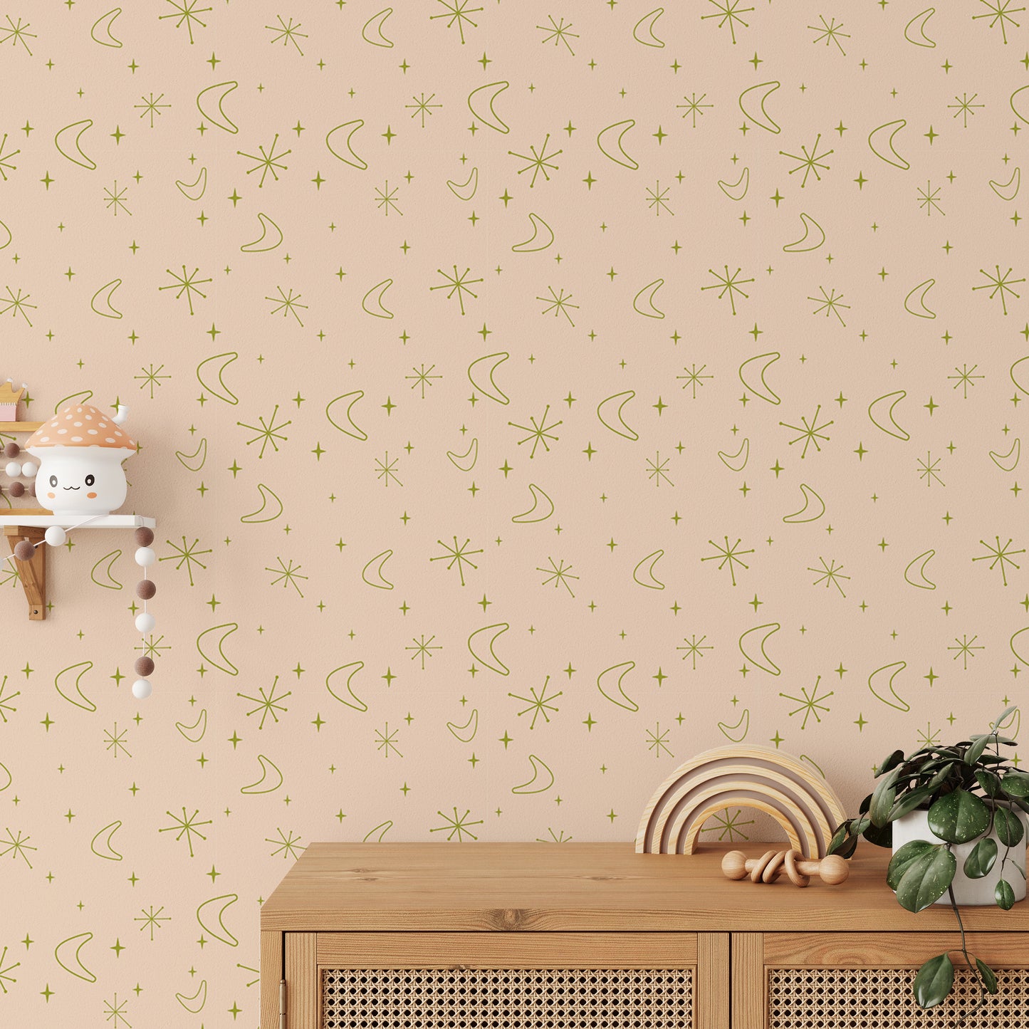 Stars and Moons Pastel Background Old Vintage Wallpaper