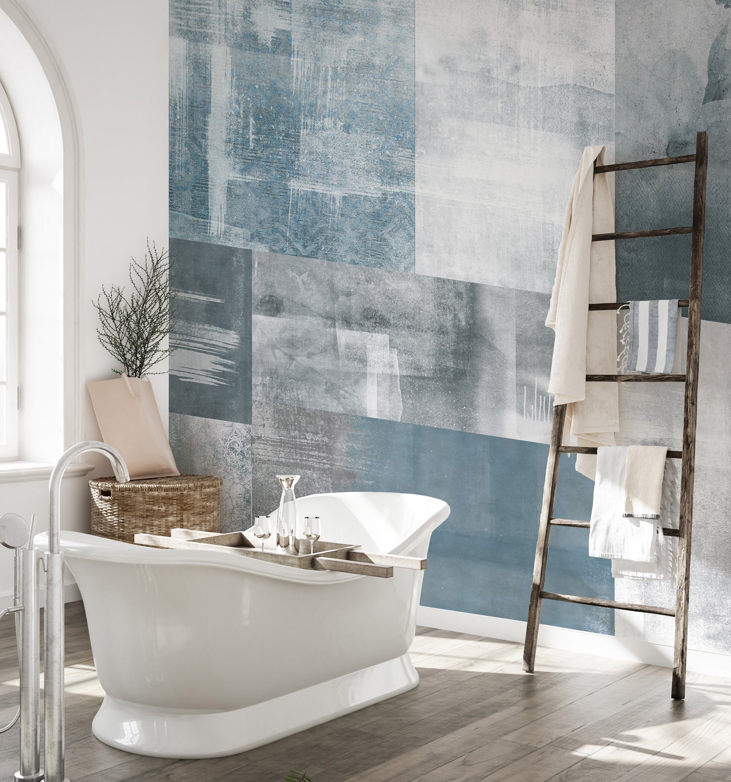 Elegant vintage wall mural with blue tones