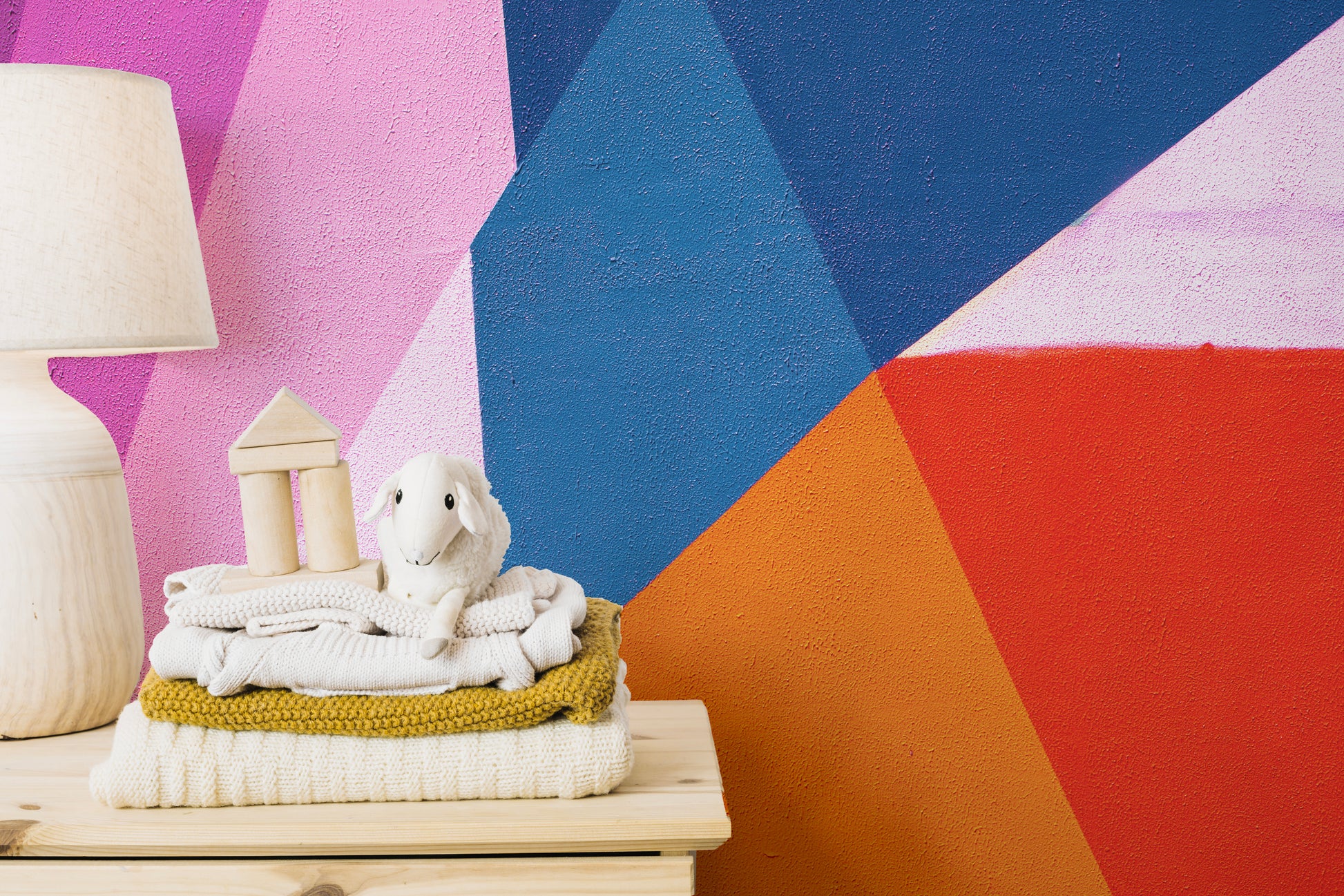 Artistic geometric triangle wall mural pattern