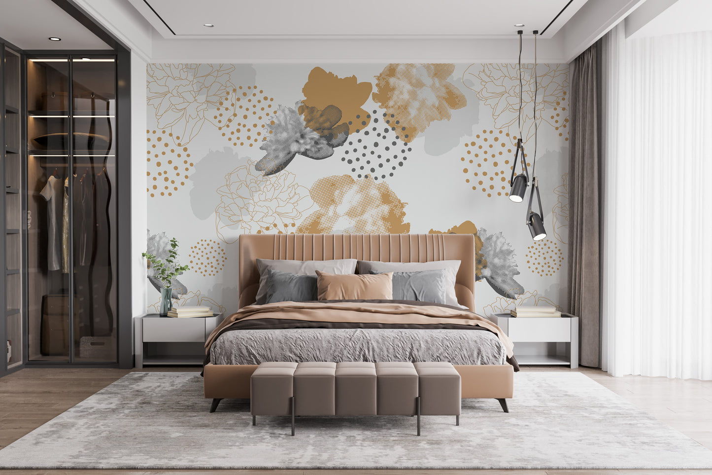 Contemporary floral wallpaper for walls