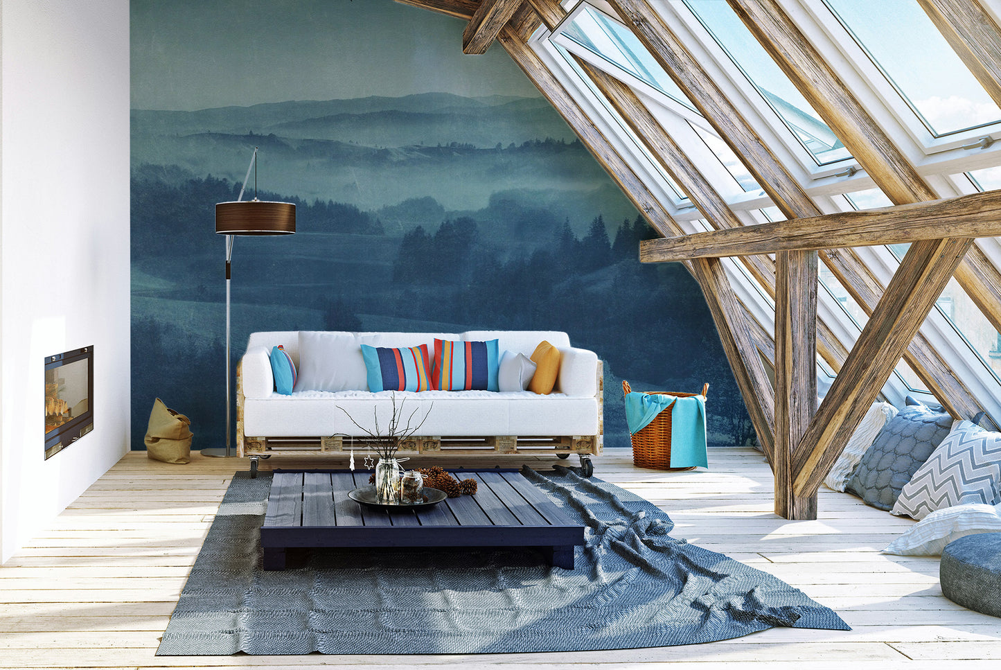 Dreamy blue twilight mural for peaceful room designs