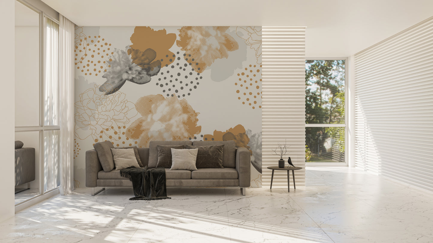 Modern flower mural elevates wall style