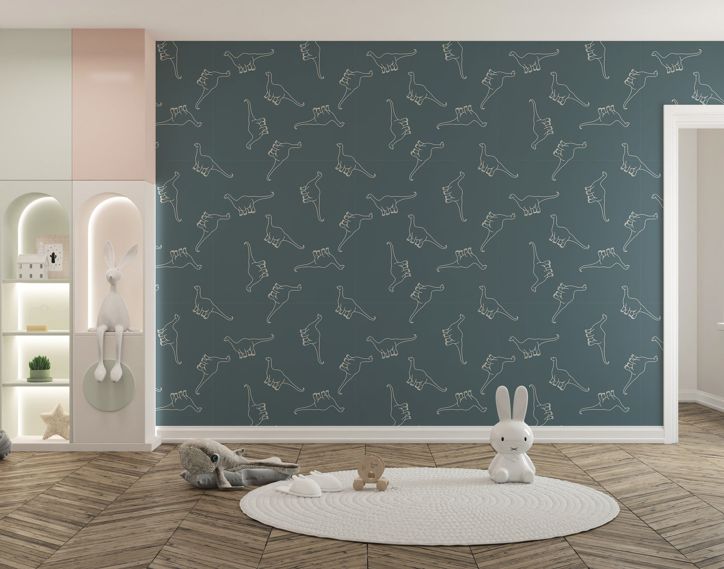 Minimalist dinosaur treasures wallpaper mural