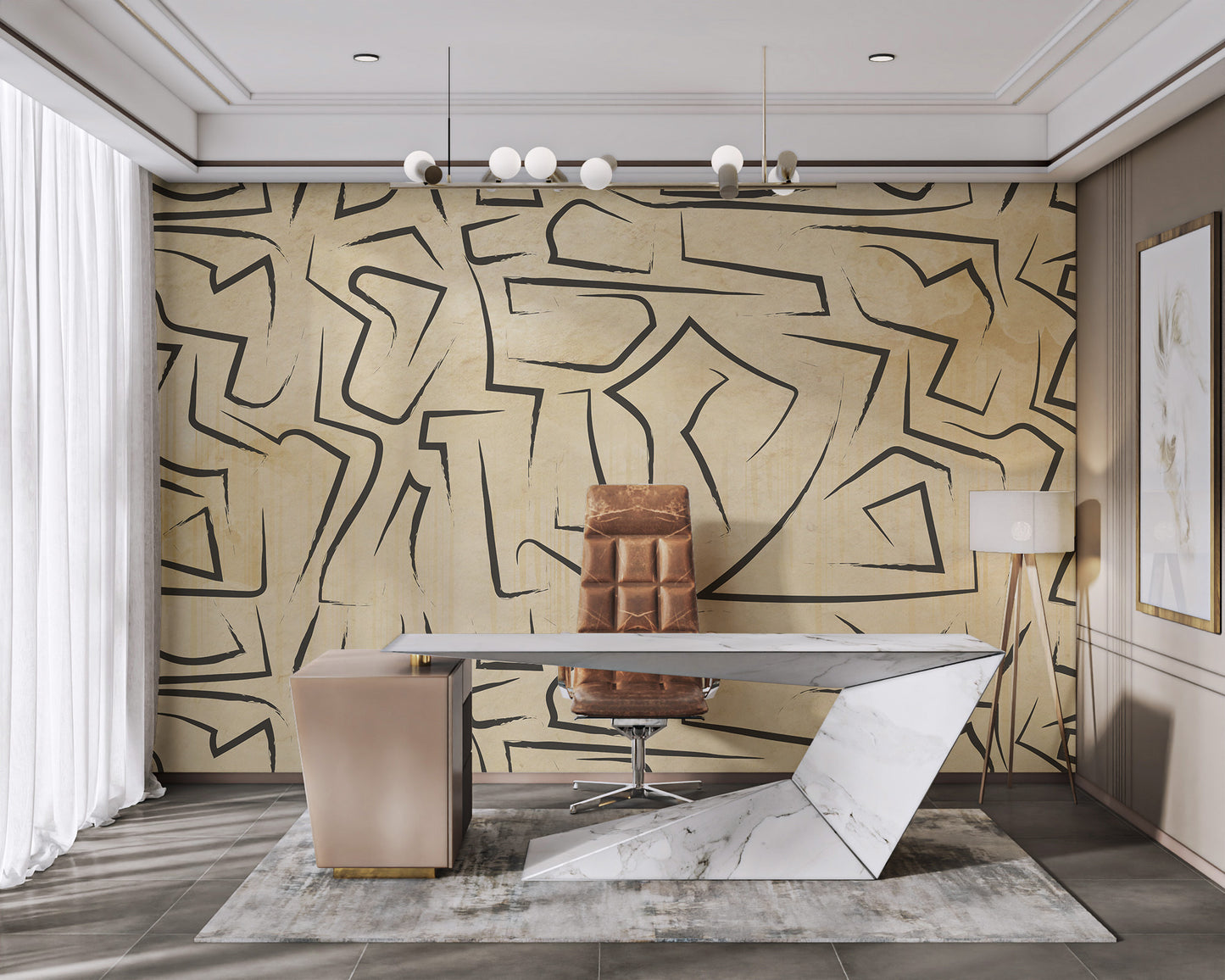 Gold and black abstract wallpaper with textures