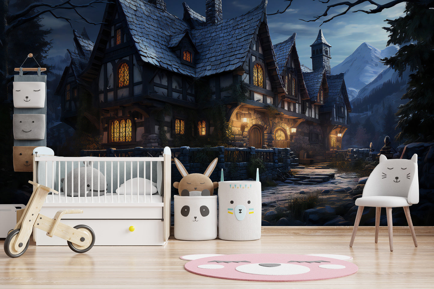 Wallpaper featuring a creepy haunted cottage and misty woods
