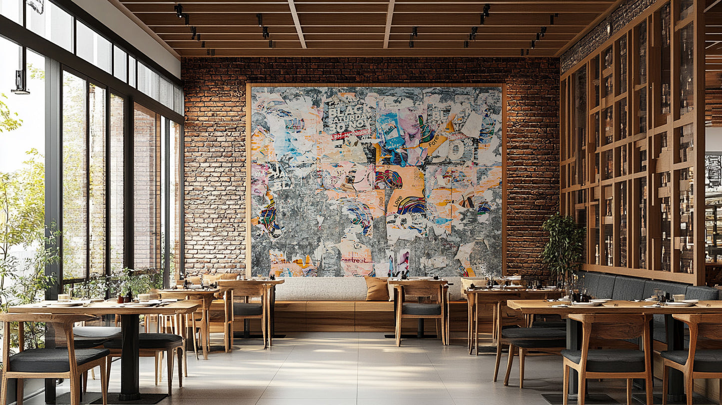 Distressed layered wall art for creative spaces