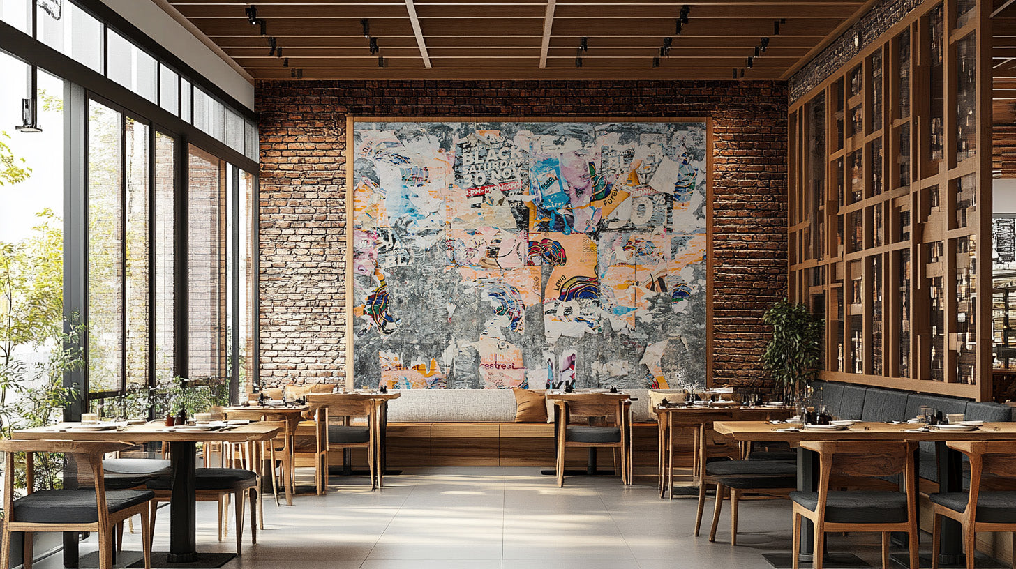 Distressed layered wall art for creative spaces