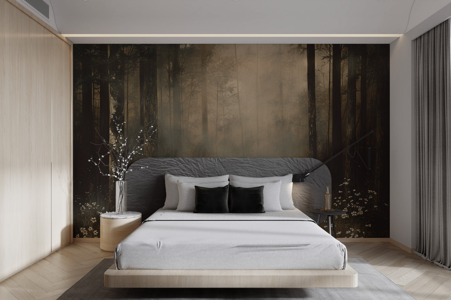 Serene misty trees wall decor