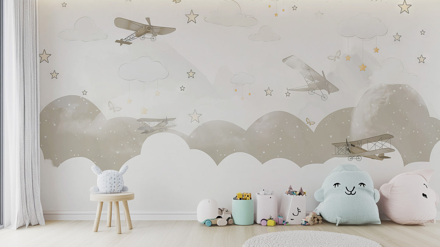 Classic Airplane Flight Wallpaper Mural