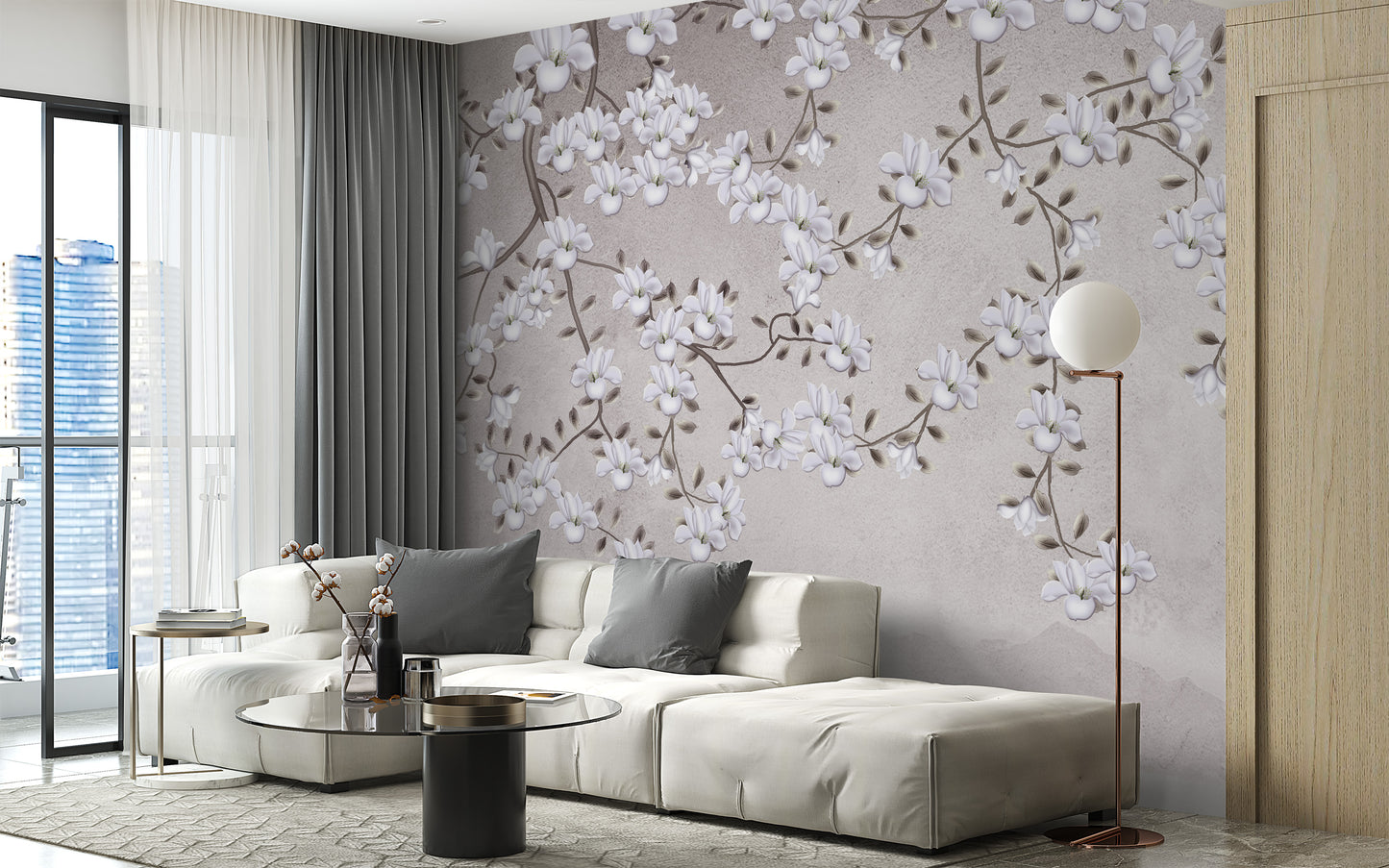 Springtime floral wall mural for home decor