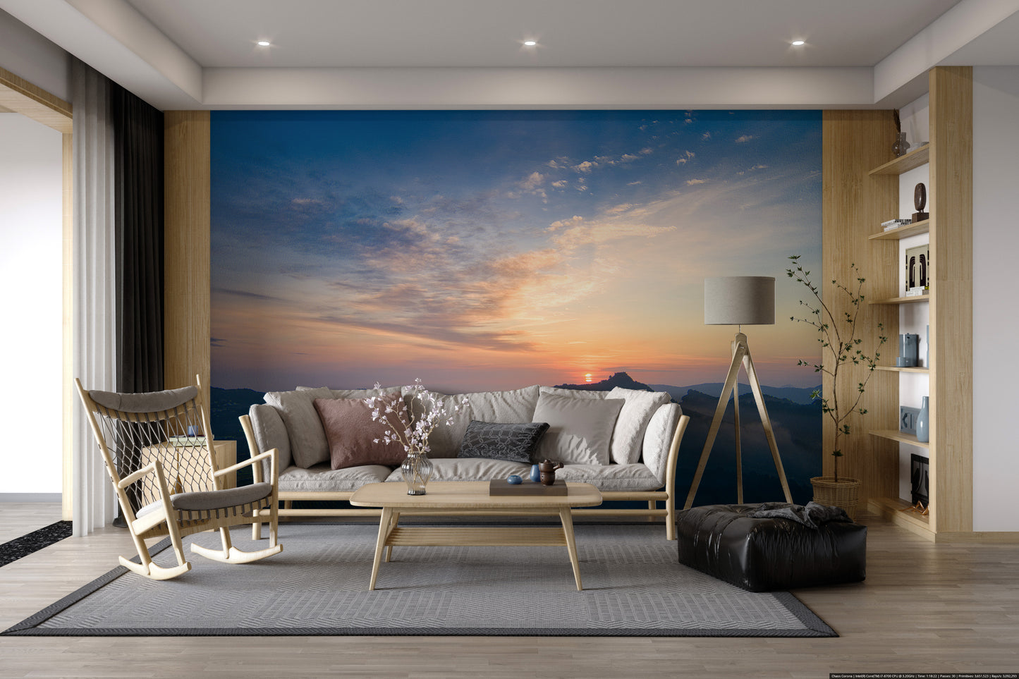 Breathtaking sunset over hills wallpaper