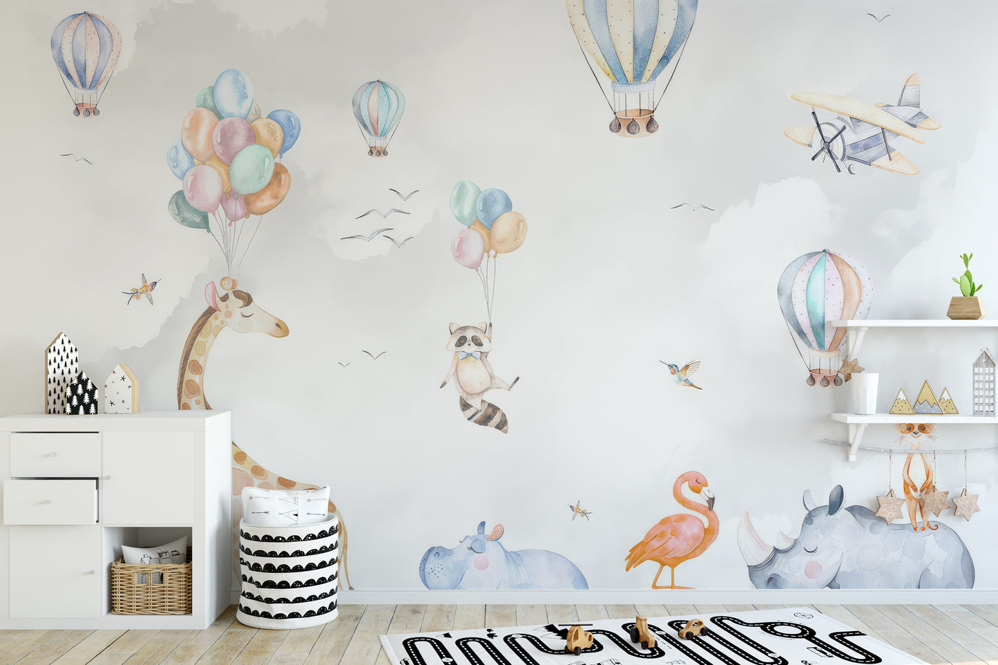 Animal Party Adventure Wall Mural for playful spaces