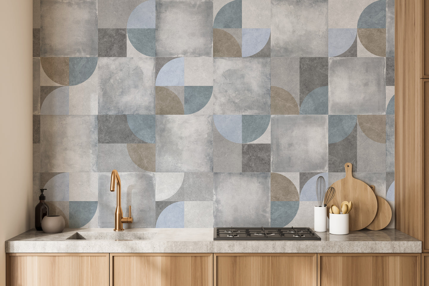 Bold contemporary circles mural for modern rooms