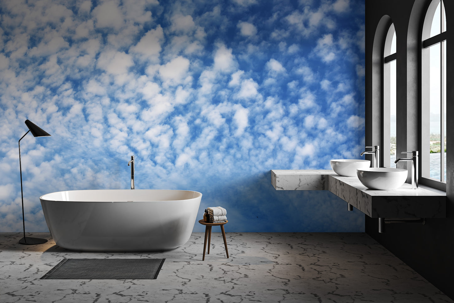 Cloud pattern wallpaper with blue hues
