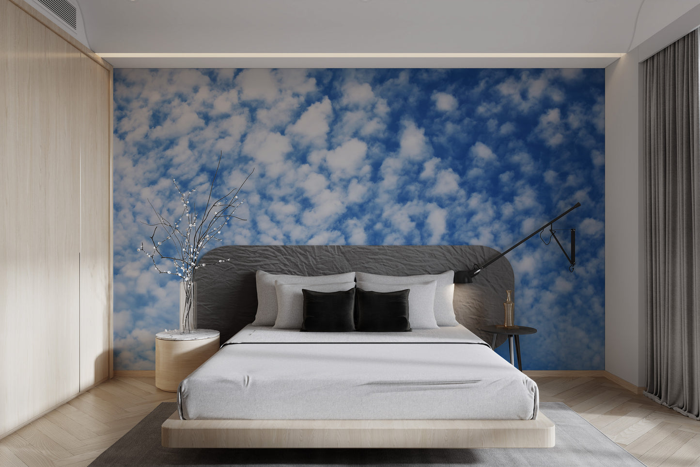 Peaceful cloudscape wallpaper for bedroom