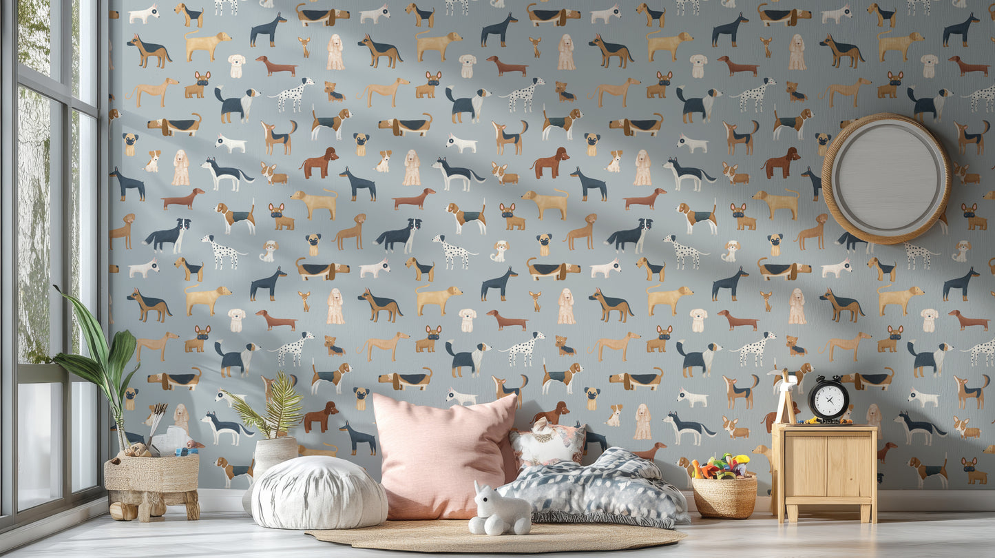 Blue Dogs Breed Pattern Wallpaper