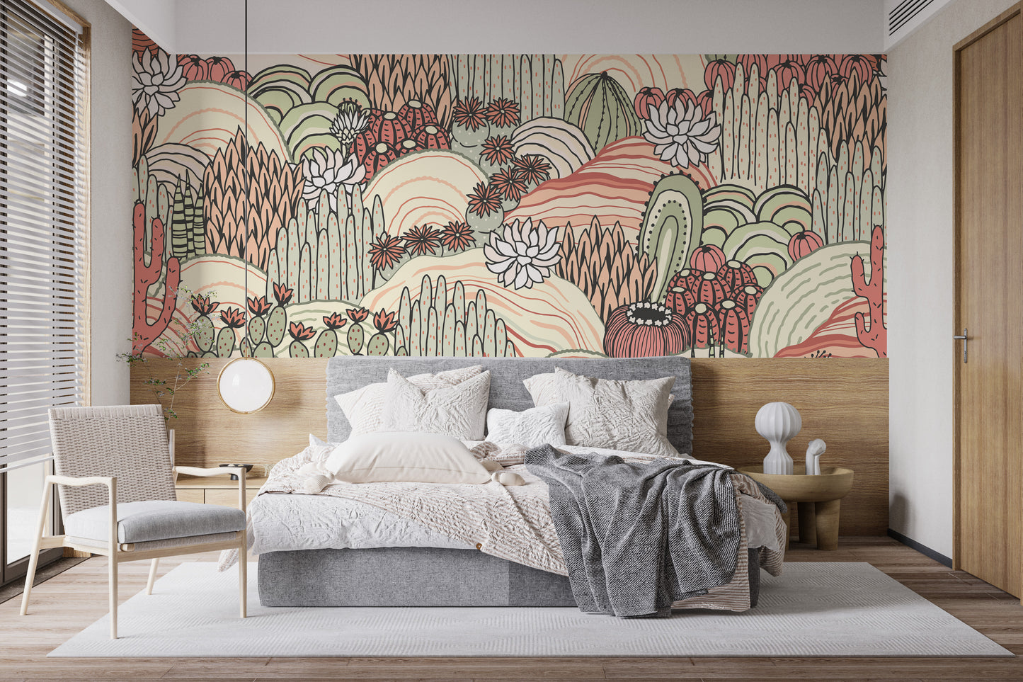 Self-adhesive mural with tropical leaves