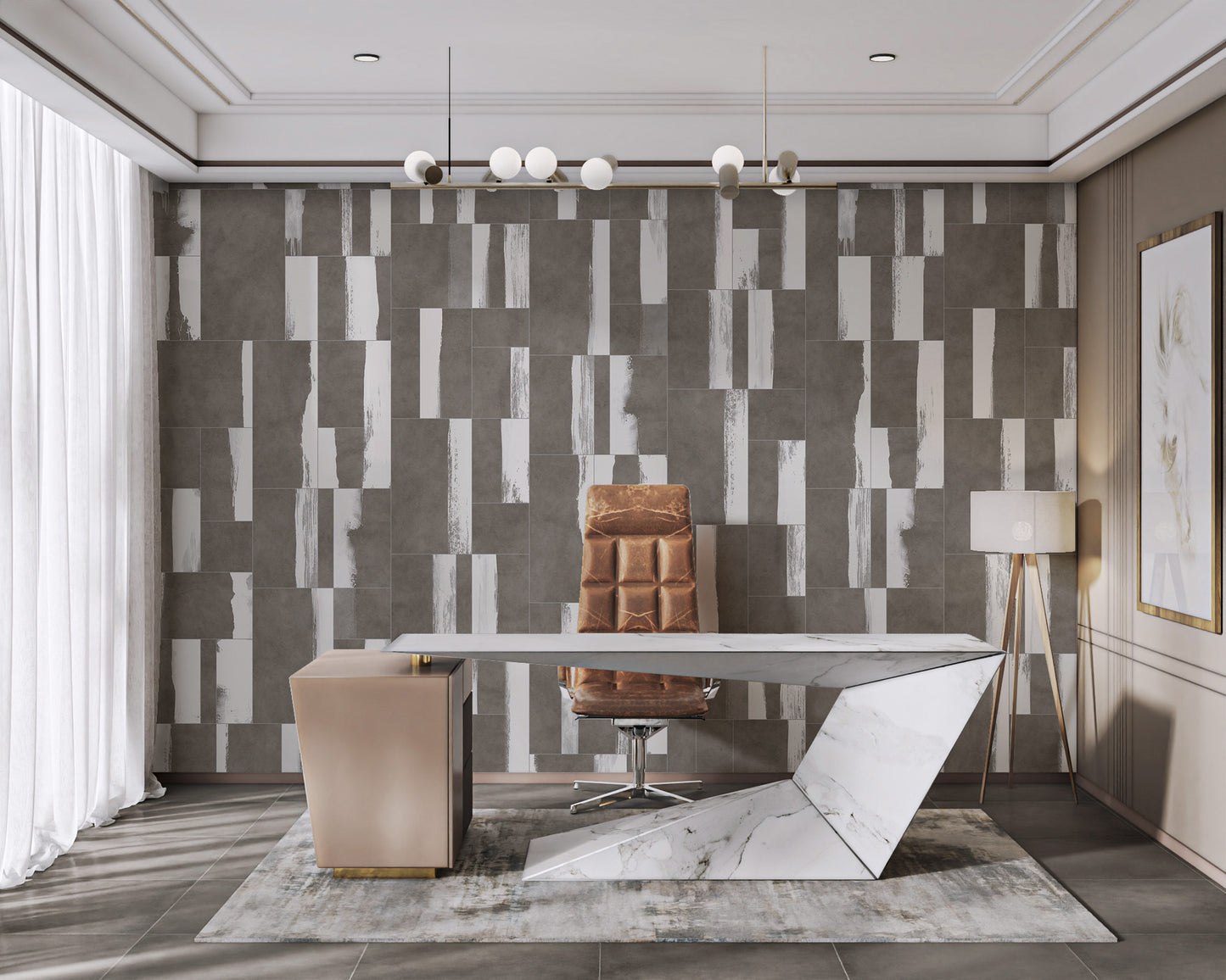 Modern Abstract Geometric Tile Pattern Wallpaper