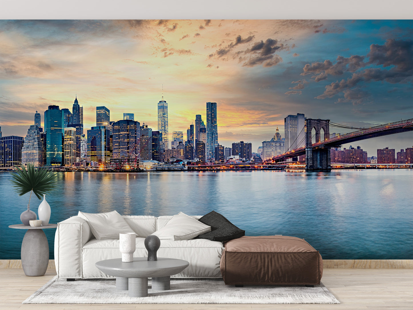 Manhattan Night Skyline Harbor Wall Décor