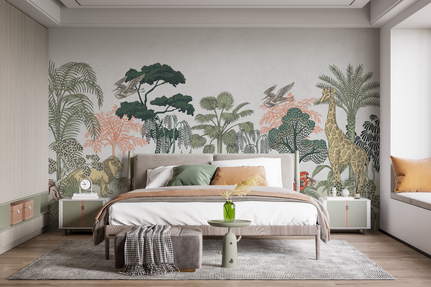 Tropical Wildlife Kids Room Wallpaper