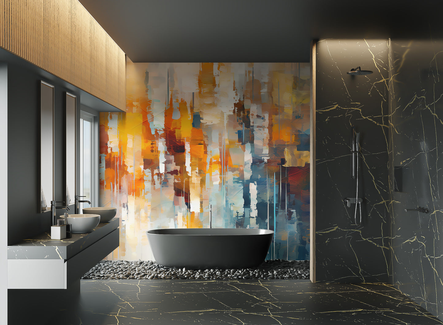 Bold abstract color splash wallpaper with rich tones