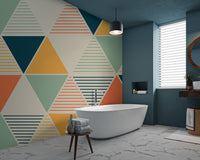 Modern abstract geometric wallpaper with a retro touch