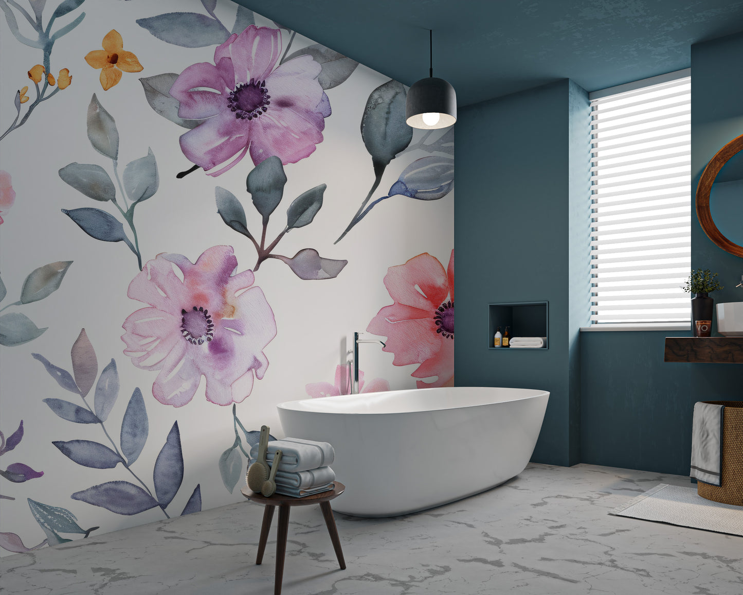 Subtle pastel watercolor flower motif