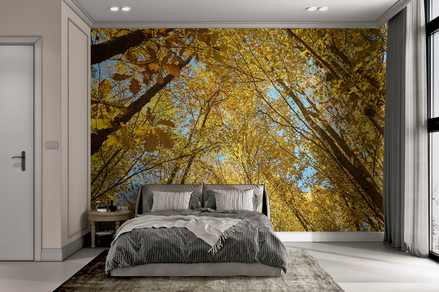 Majestic autumn trees wallpaper with seasonal beauty