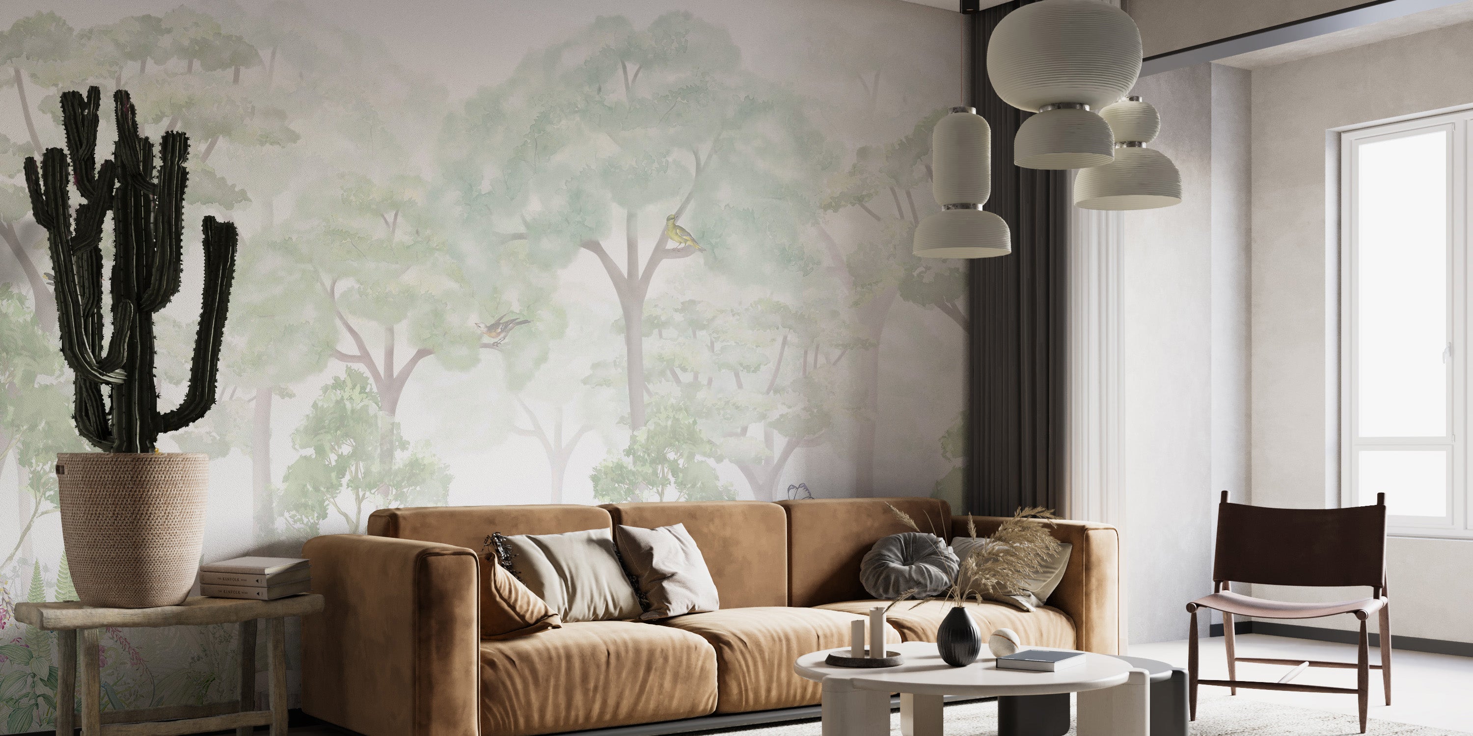 Gentle woodland wallpaper mural for natural ambiance