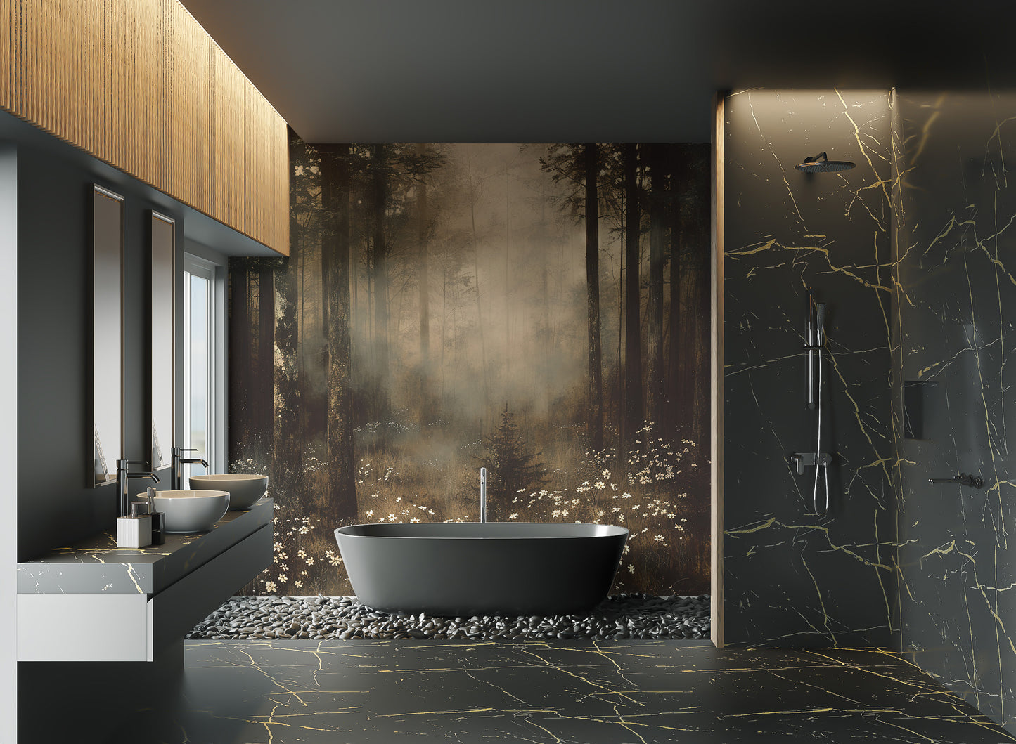 Tranquil nature mist wall mural