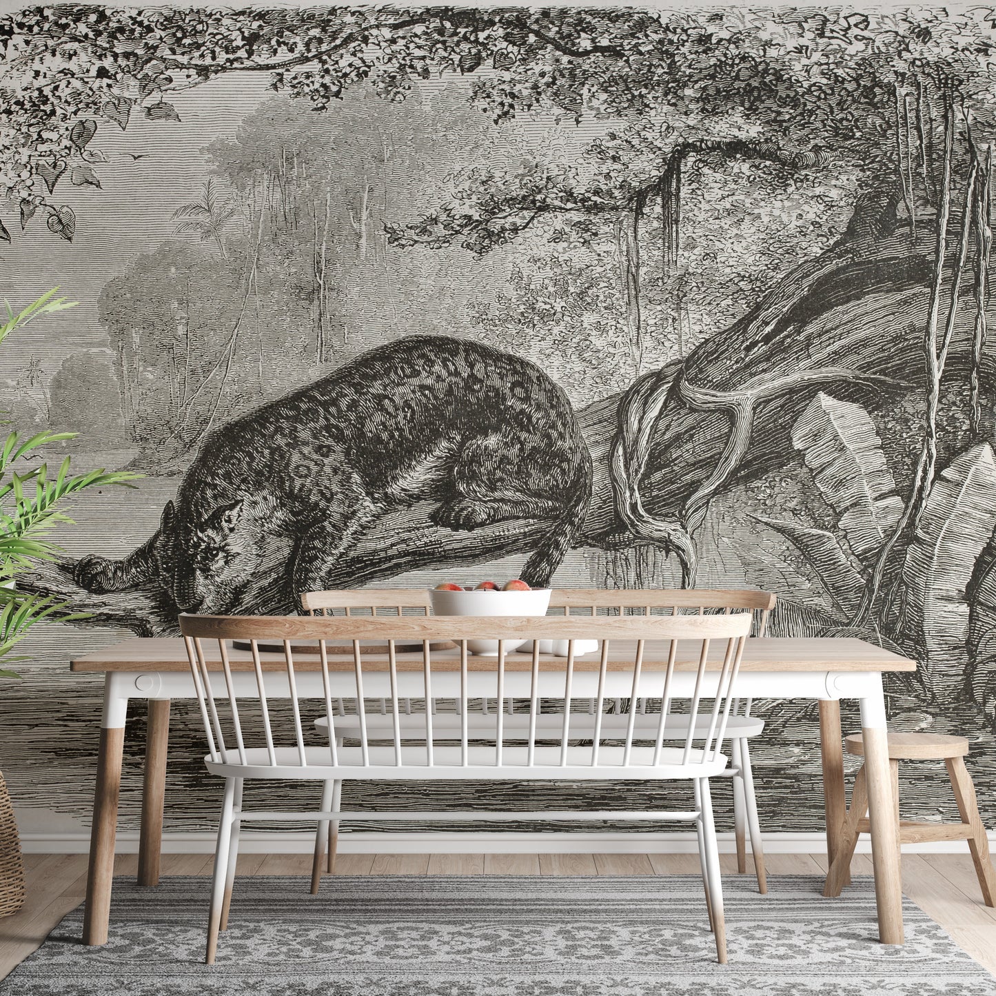 Elegant black-and-white leopard wall decor.
