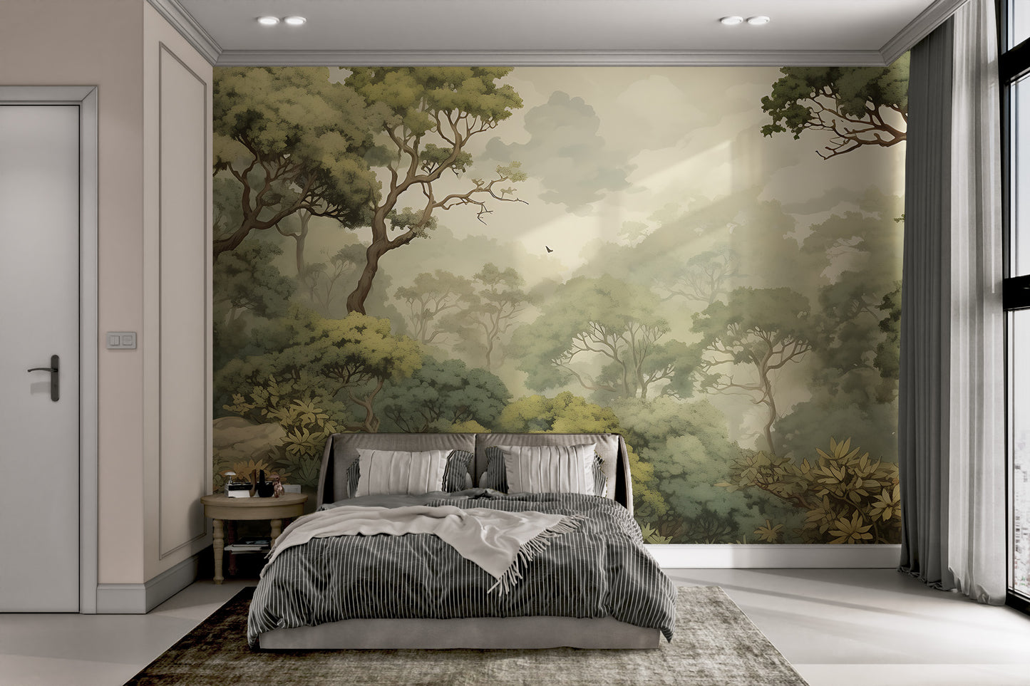 Tranquil Zen forest wallpaper print