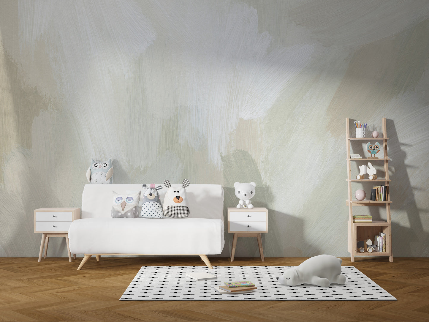 Tranquil pastel earth tones mural for rooms