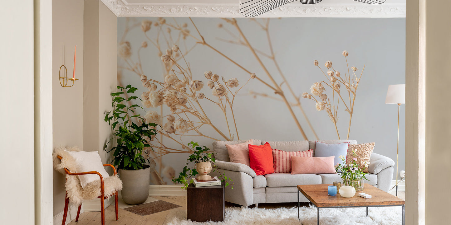 Subtle floral backdrop with dried flowers