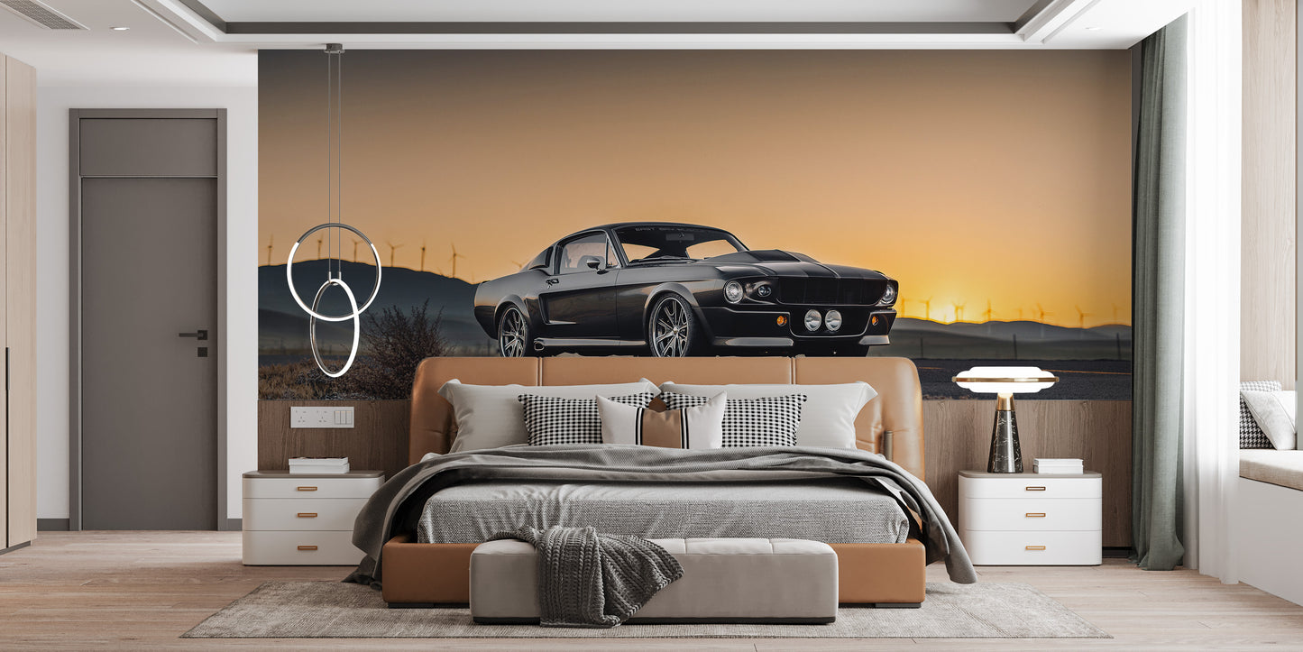 Mustang sunset mural for modern rooms