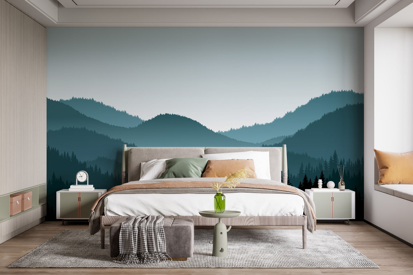 Simple mountain shadow mural for walls