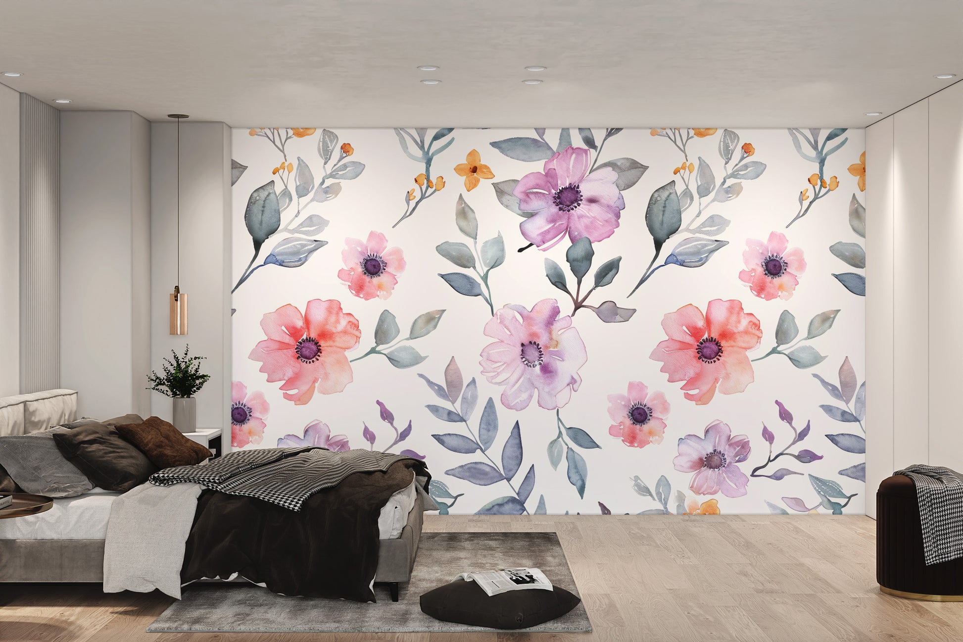 Modern watercolor flower wall decor