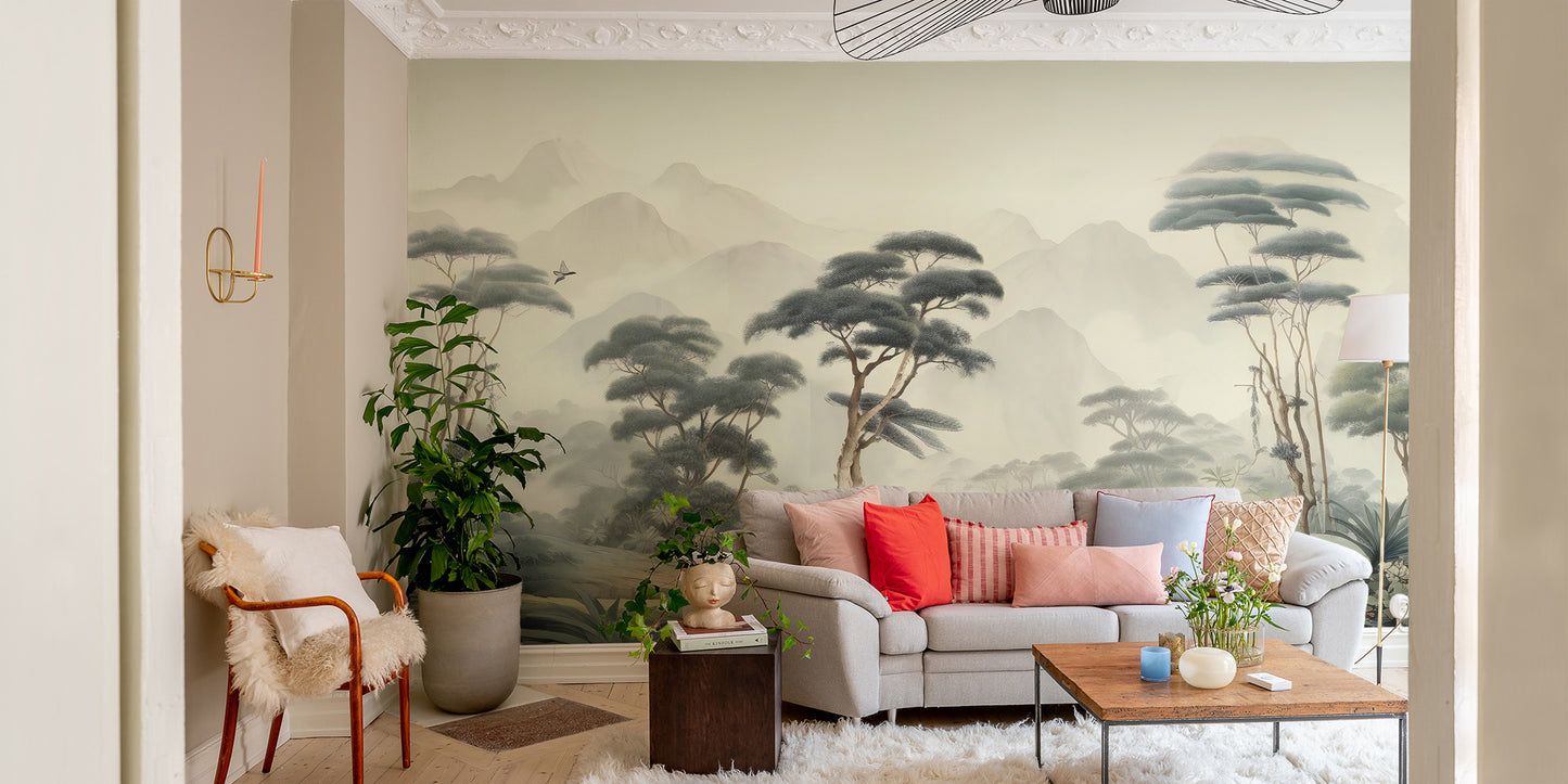 Dreamy jungle mist wallpaper for walls