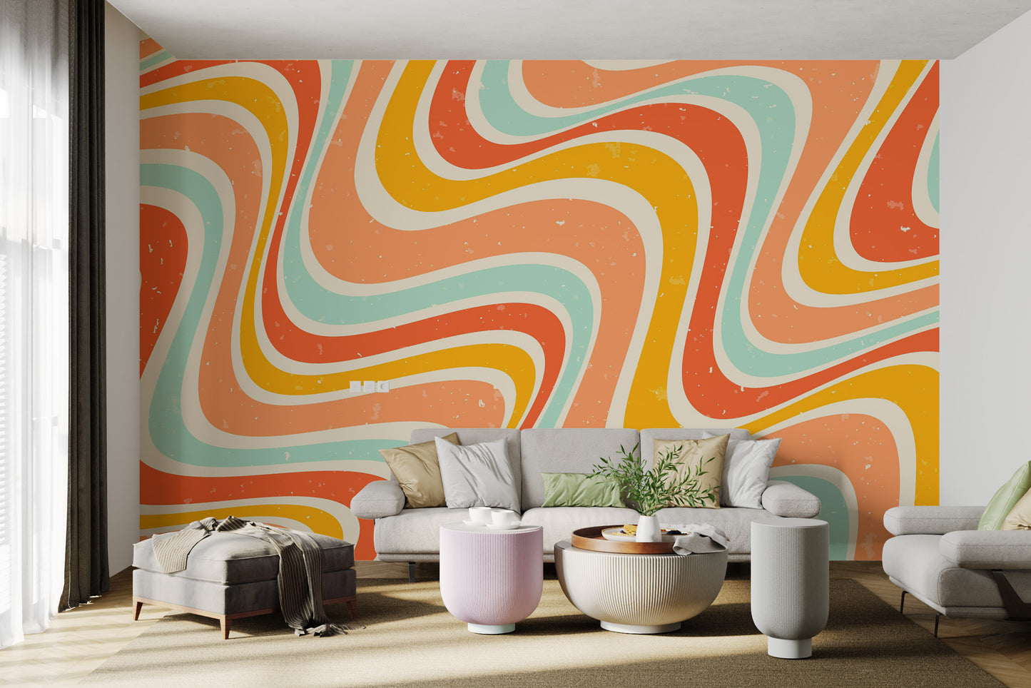 Colorful abstract wave design wallpaper with curves