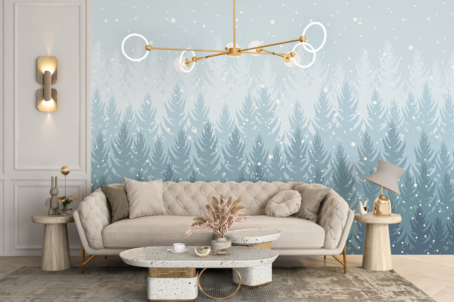 Tropical wallpaper featuring a winter forest design
