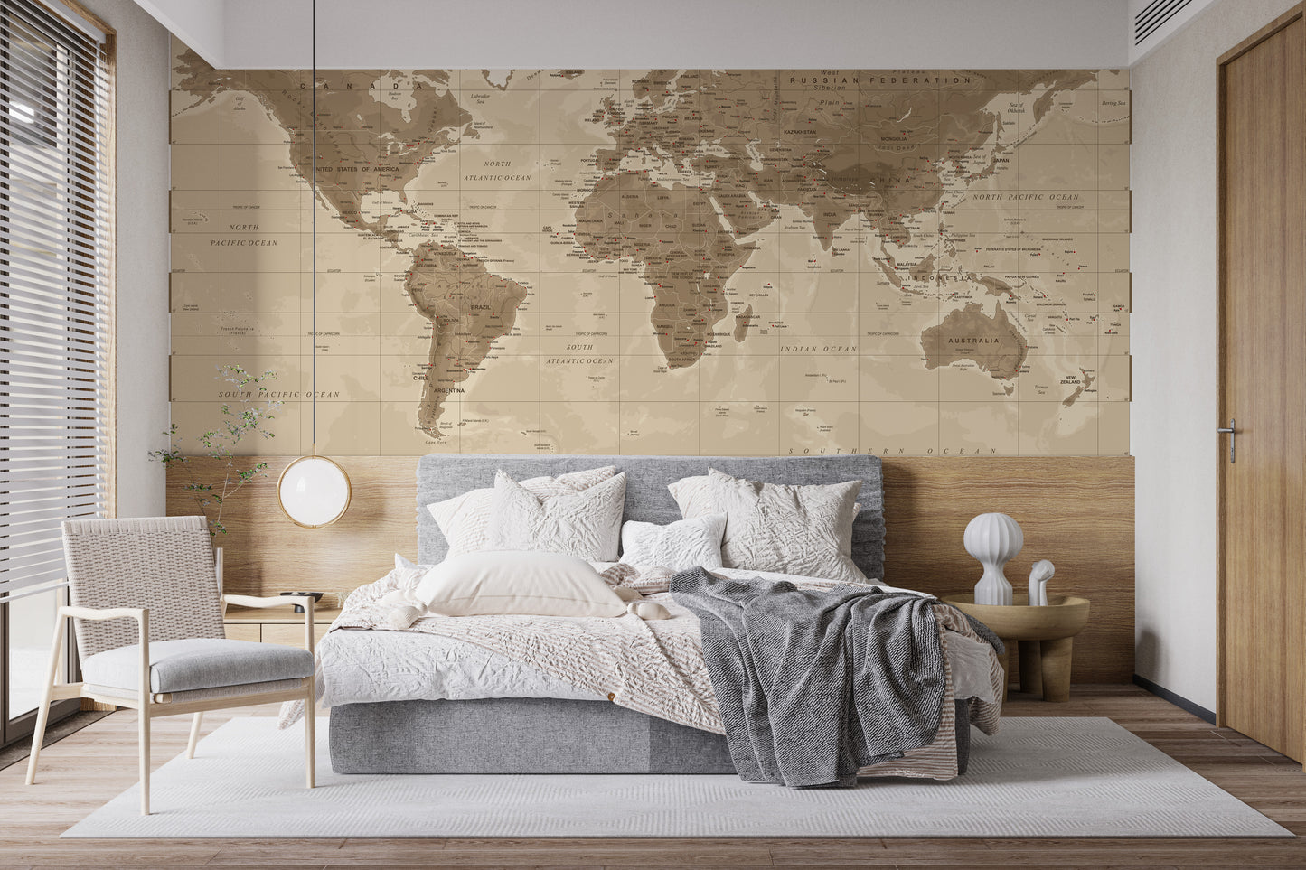 Antique cartography style mural wallpaper