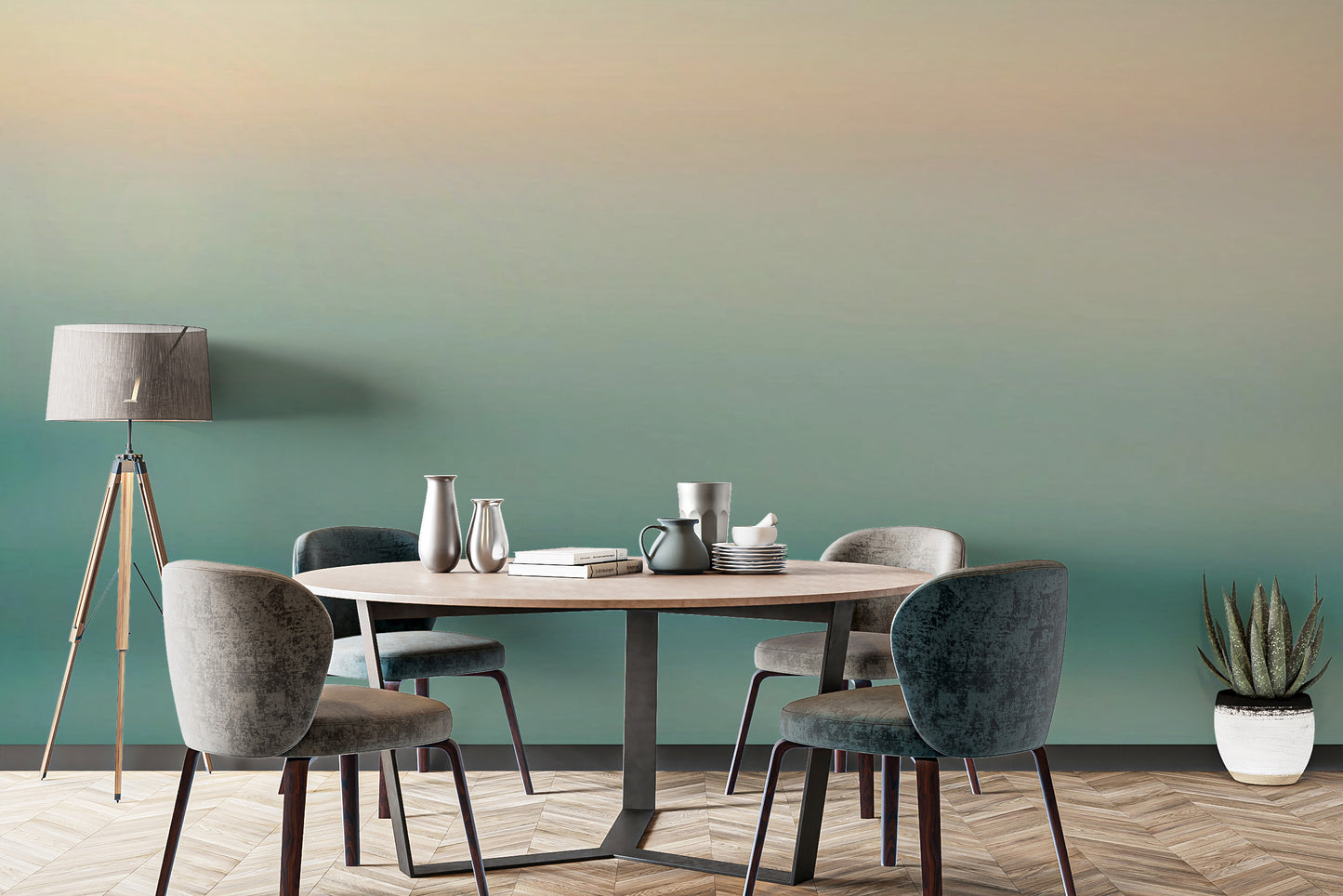 Serene ocean green ombre wallpaper for relaxing spaces