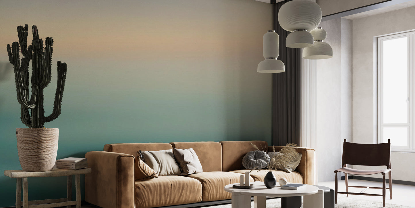 Sophisticated ocean green ombre mural for chic interiors