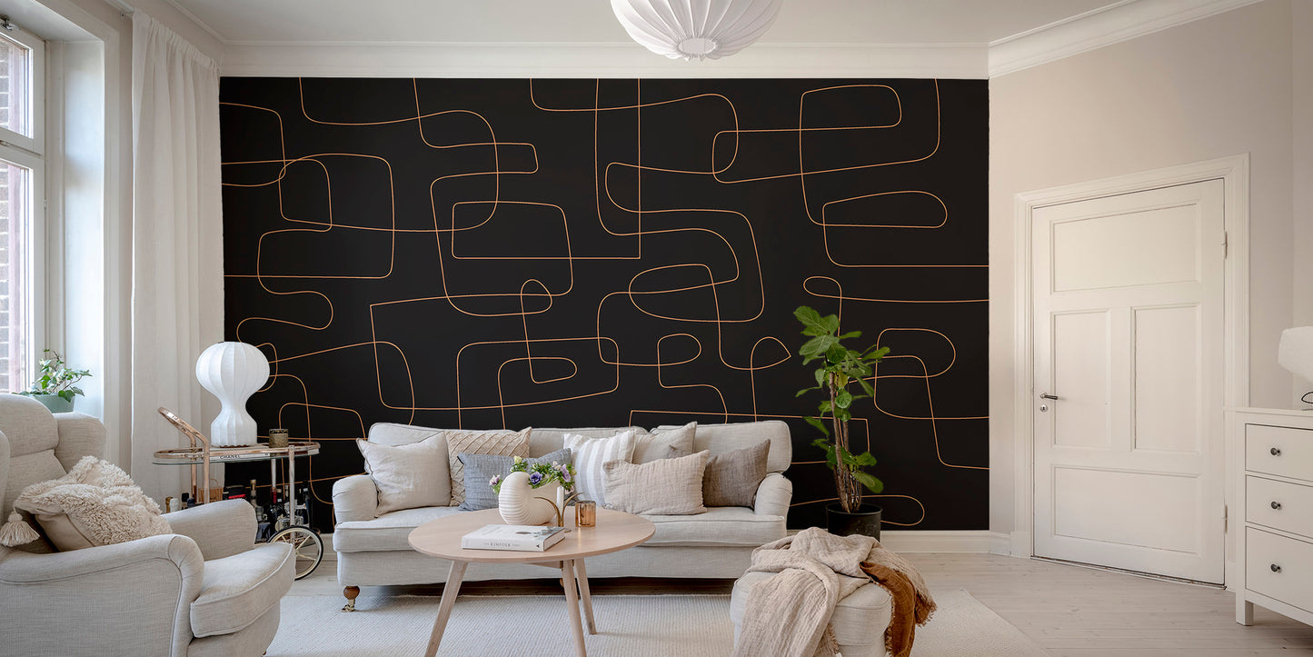 Bold black and gold abstract wallpaper