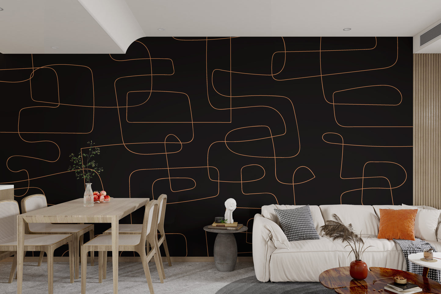 Luxury geometric line art wallpaper mural