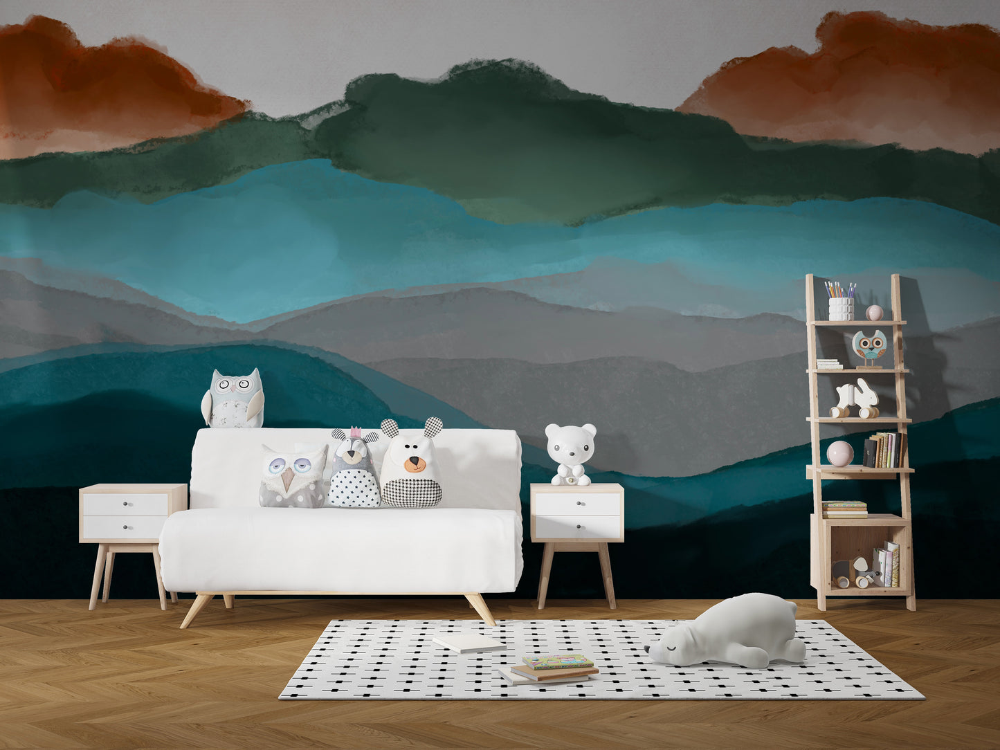 Sunset mountain design adds natural charm